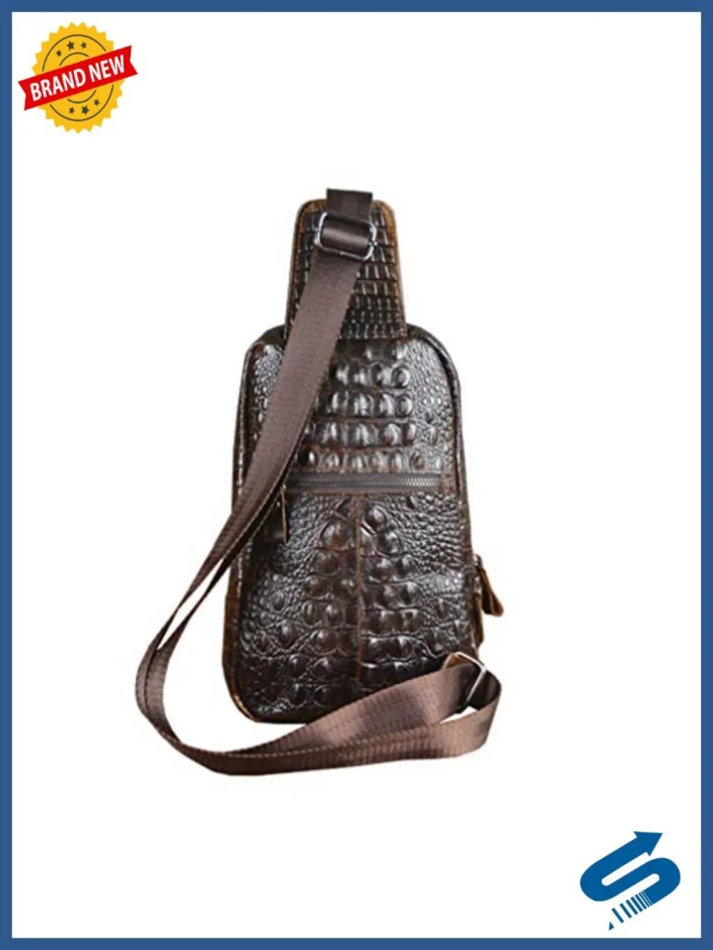 Genuine Leather Crocodile Sling Backpack Daypack Crossbody Shoulder Chest Bag